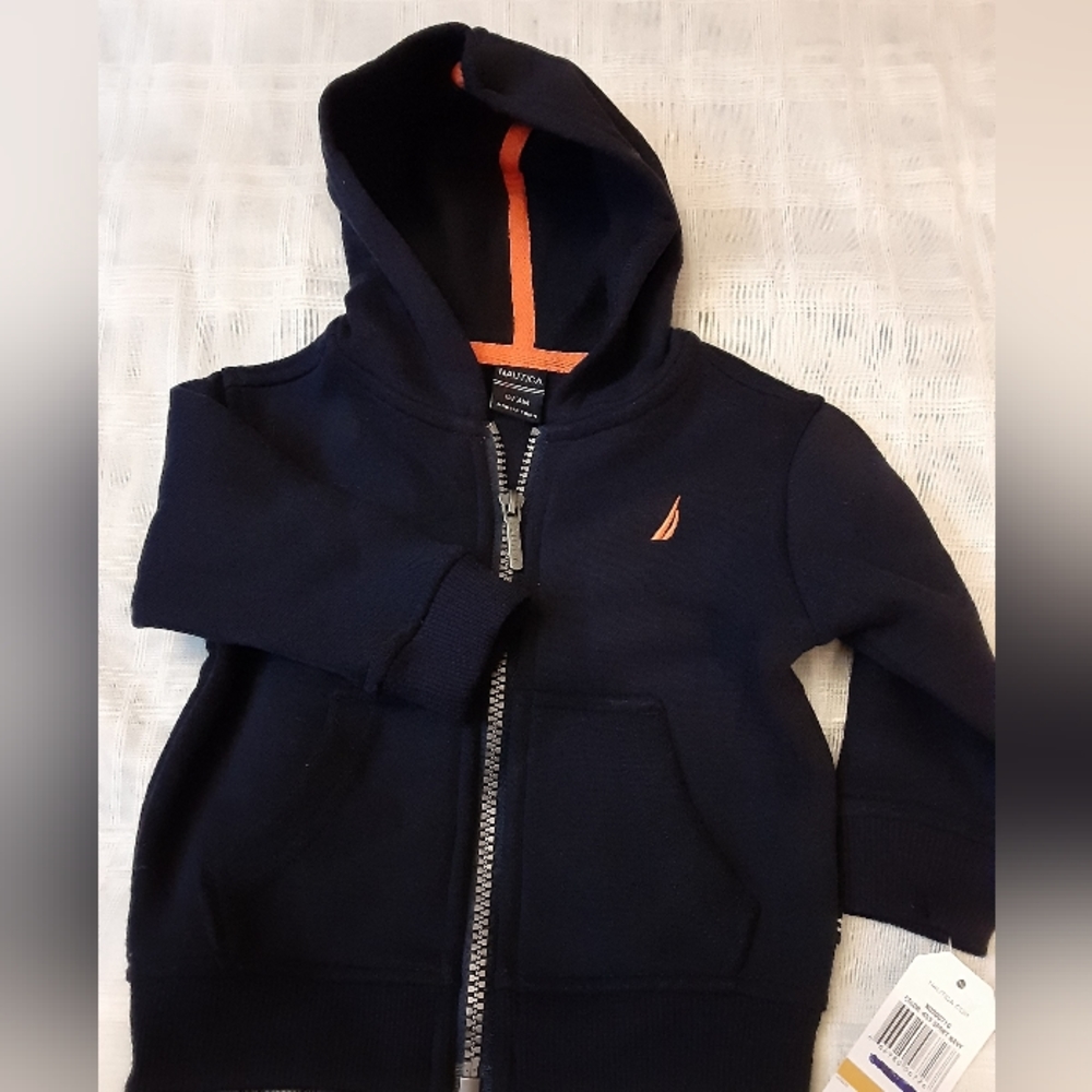 Nautica Boys Fleece Hooded Jacket NWT SIZE 0-3 M Zip Front